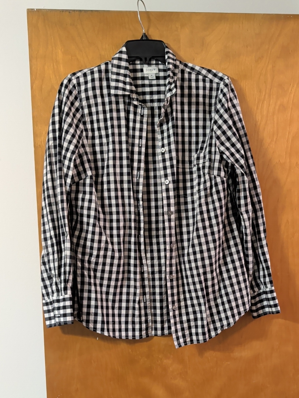 J. Crew Black and White Gingham Button-Down Shirt